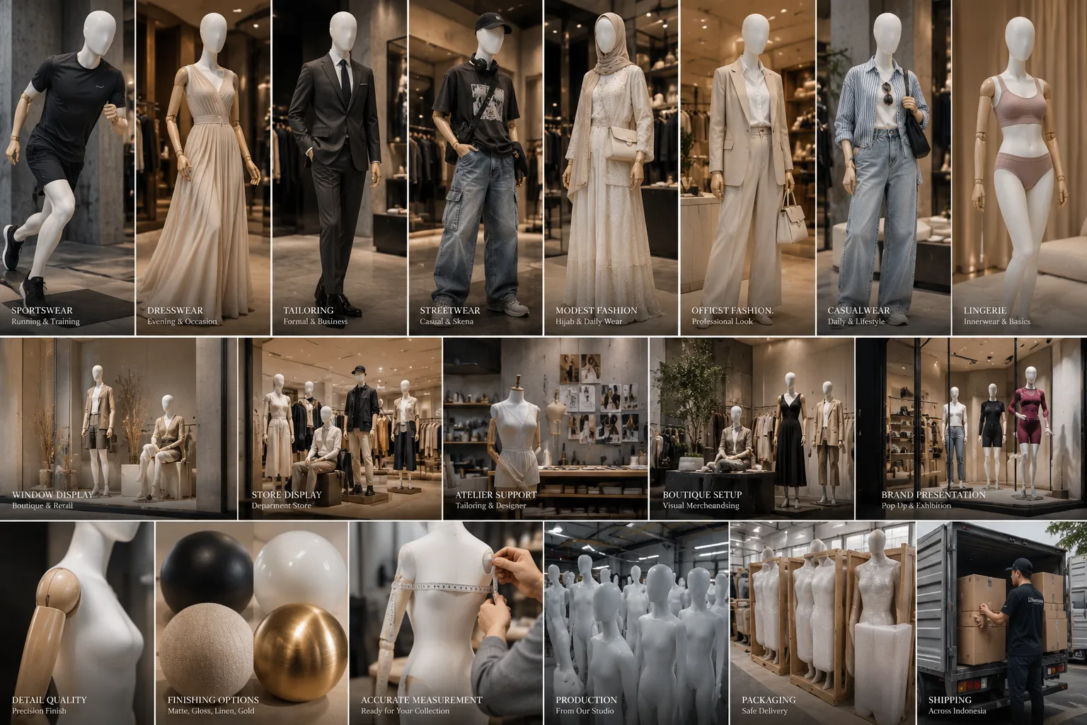 Lookbook lengkap manekin, showroom dan perlengkapan display toko